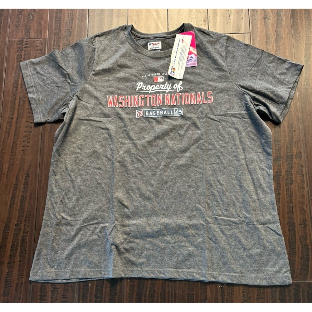 Majestic Washington Nationals Shirt Womens Plus Size 2X Gray Baseball NEW